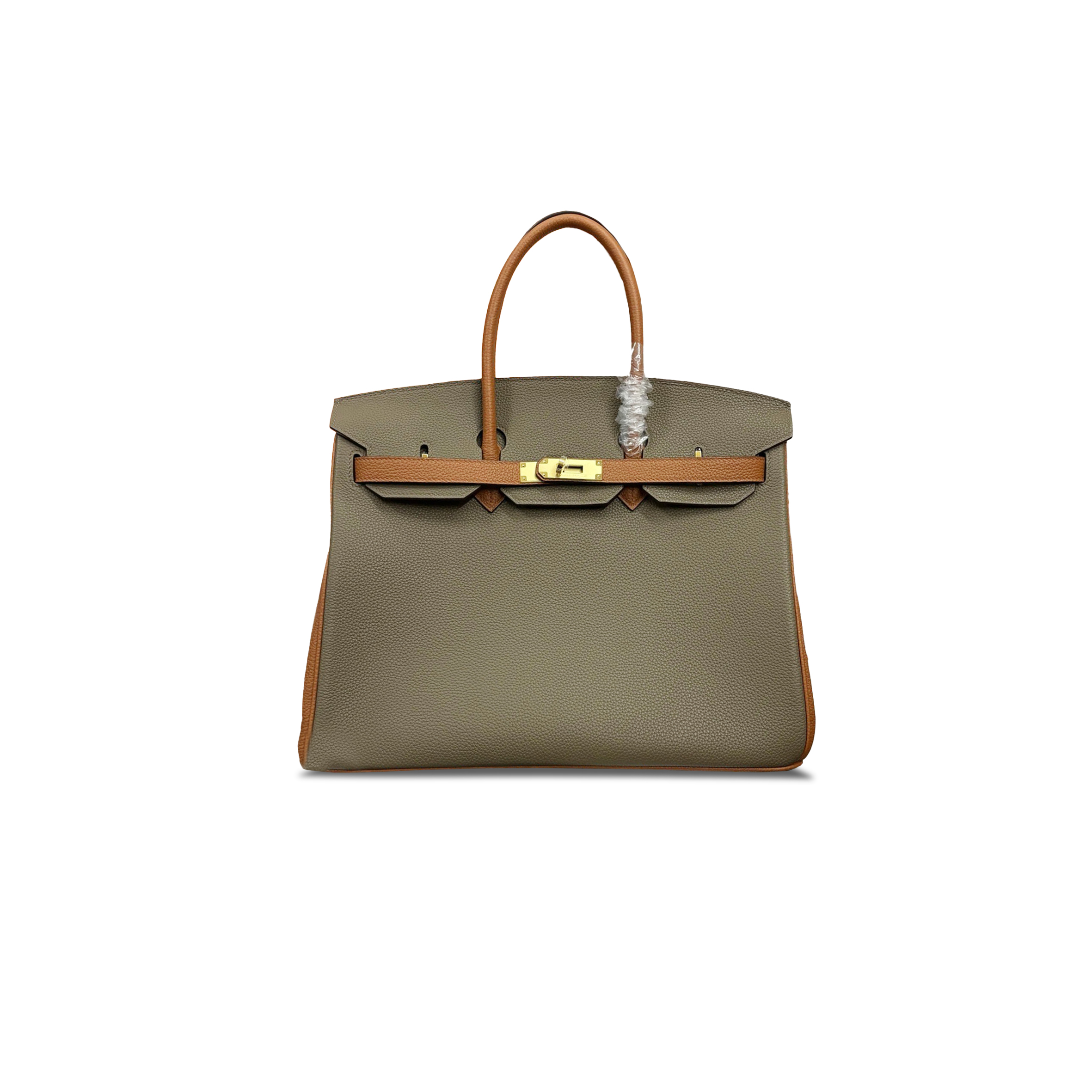 H**mes birkin 35 clemence leather elephant grey with brown gold buckle bk25c6epgpo (35*25*18cm)